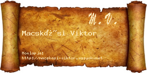 Macskási Viktor névjegykártya